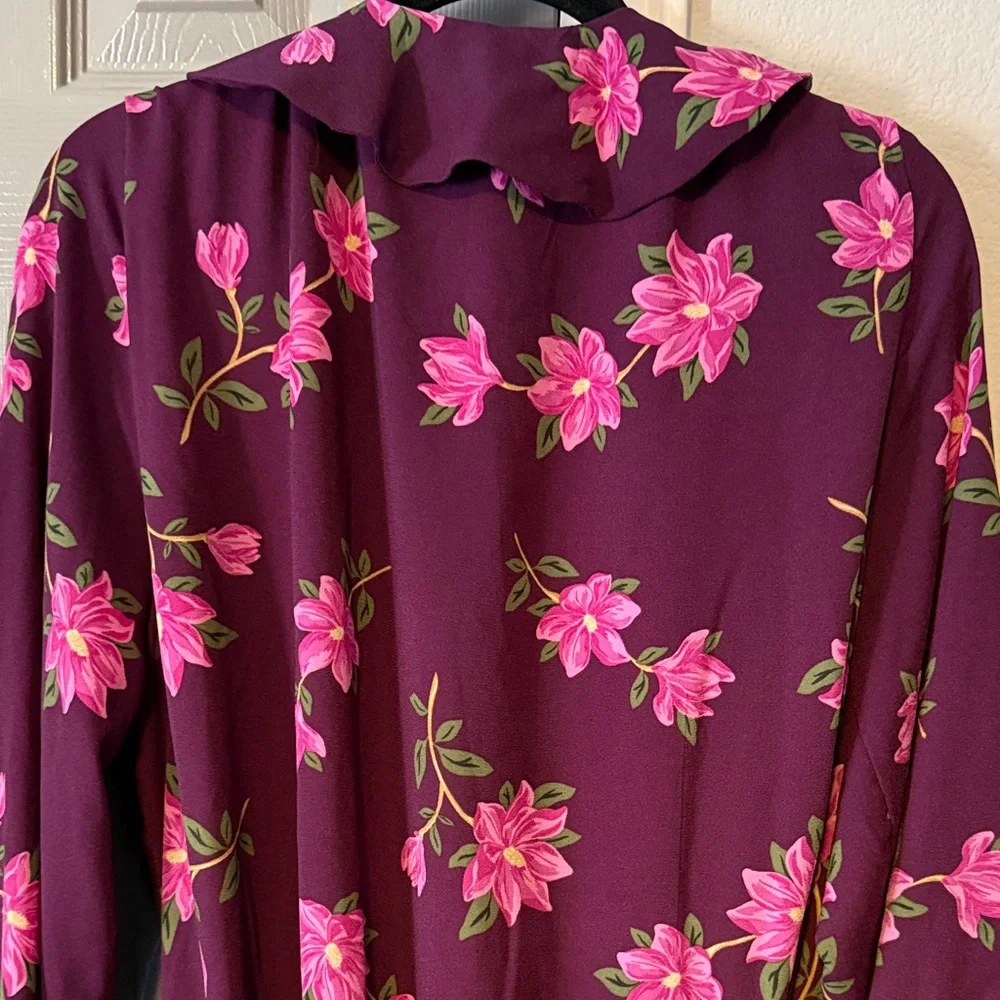 Draper James Plus Size Plum Floral Wrap Dress with Ruffles - Picture 11 of 12